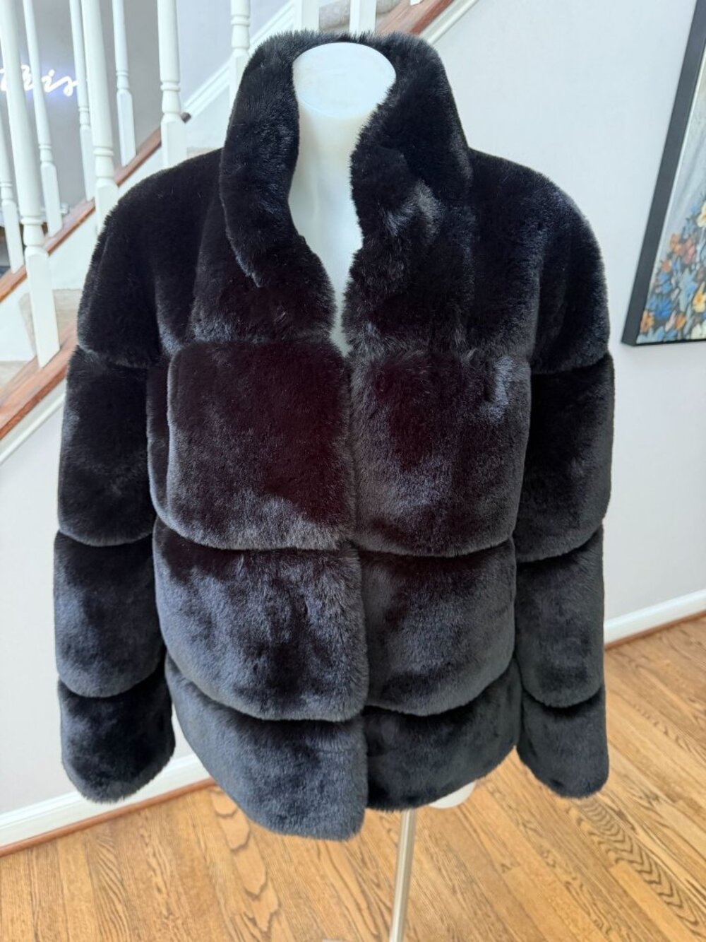 Love Token Faux Fur Jacket Coat Black Size Medium